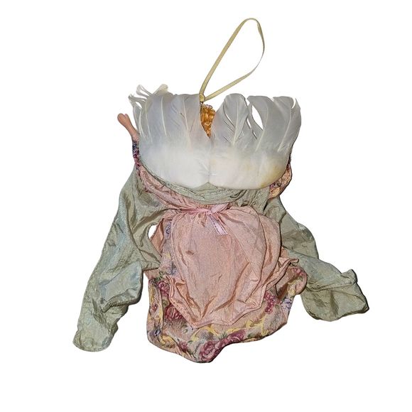 Vintage 80’s Porcelain Victorian Winged Feathers Angel Doll Ornament 7.50” *FLAW - Picture 3 of 4
